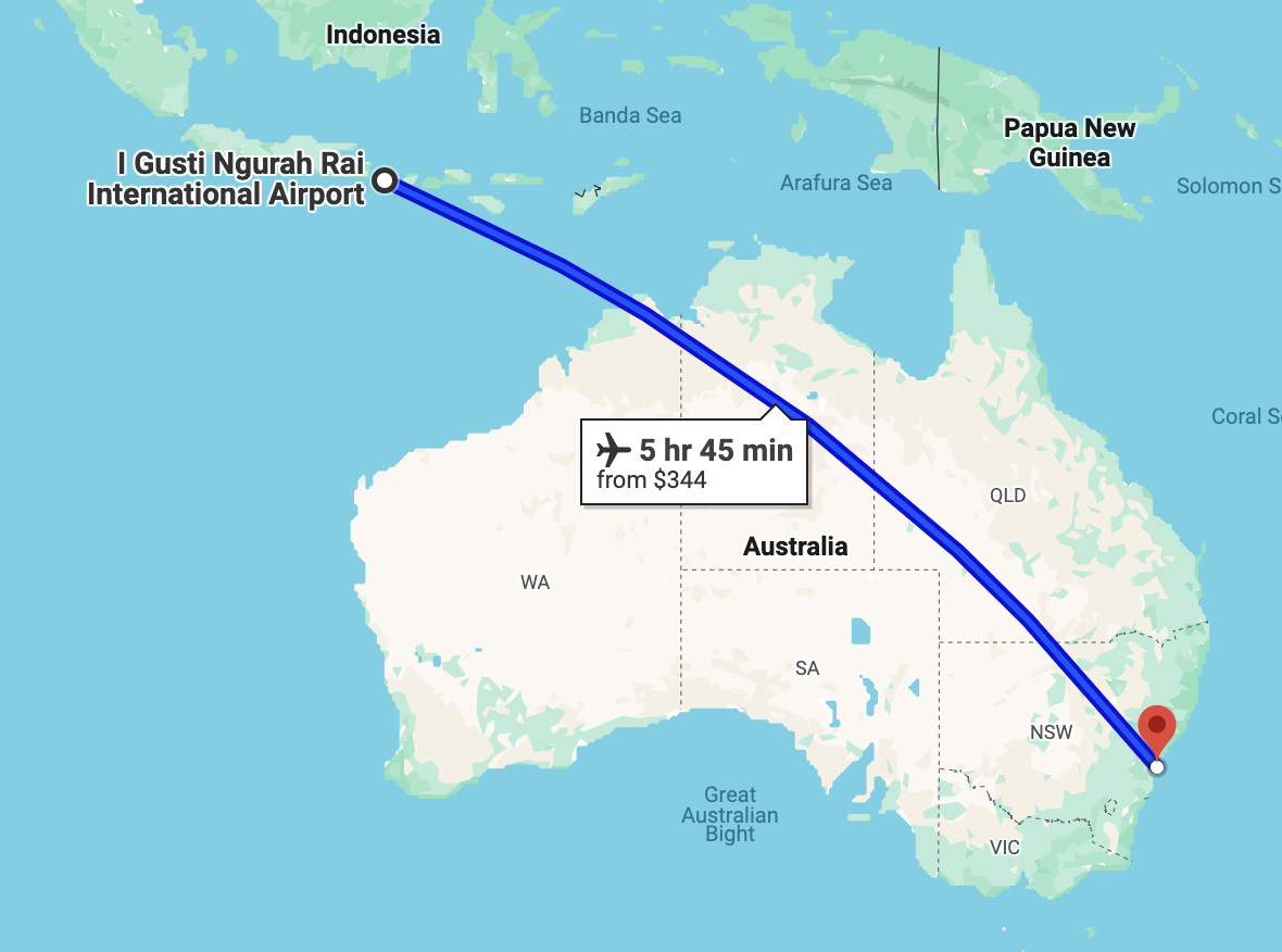 flights from Bali to Sydney, AUS
